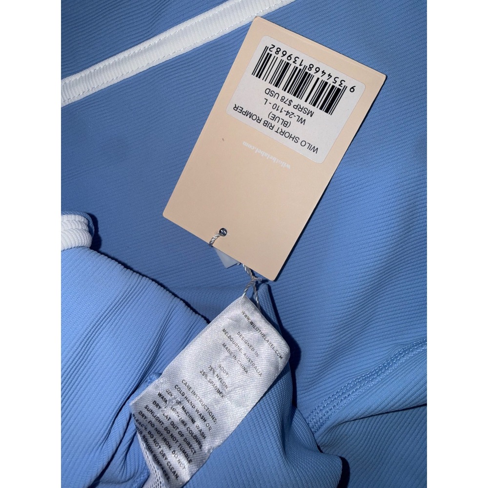 WILO Short Rib Romper | Size Large | NWT | Powder Blue | Built-In Bra - Picture 3 of 6